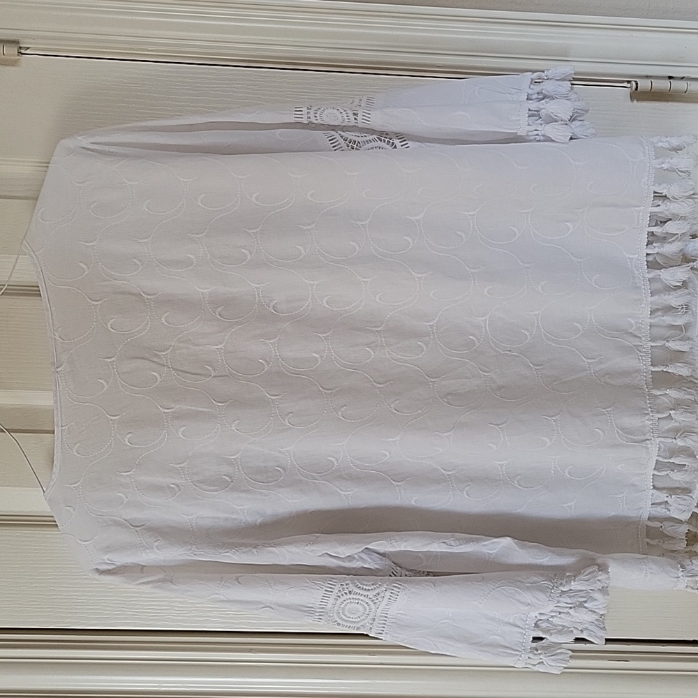 Westport White Crochet-Trim Peasant Top - Picture 8 of 12